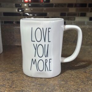 Rae Dunn Cream Mug with Black Inscription “Love You More”